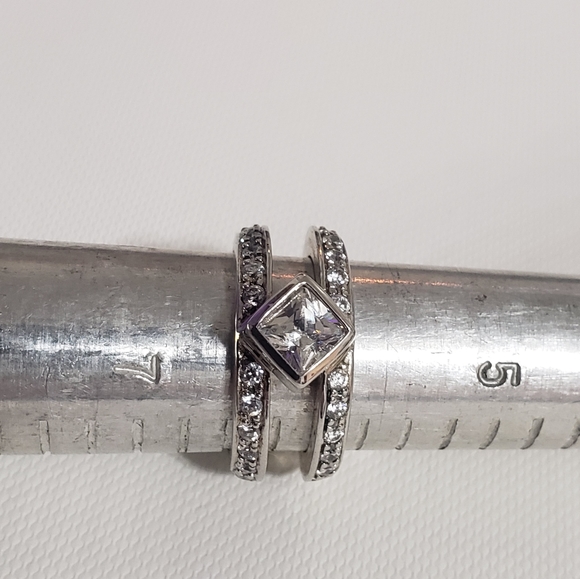 CZ Sapphire Purple Red Tan Silver 925 6 Ring - Picture 3 of 3